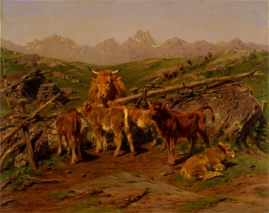 Rosa Bonheur Calves 1879. Free illustration for personal and commercial use.