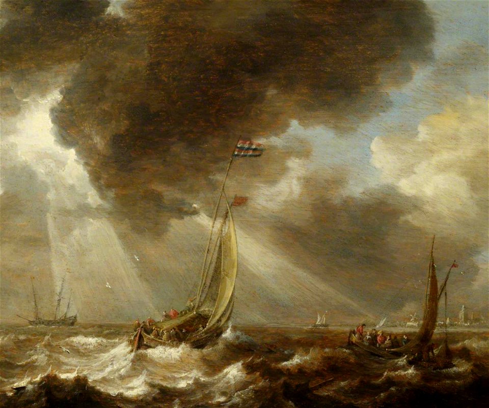 Bonaventura Peeters I (1614-1652) - Dutch Ferry Boats in a Fresh Breeze - BHC0760 - Royal Museums Greenwich