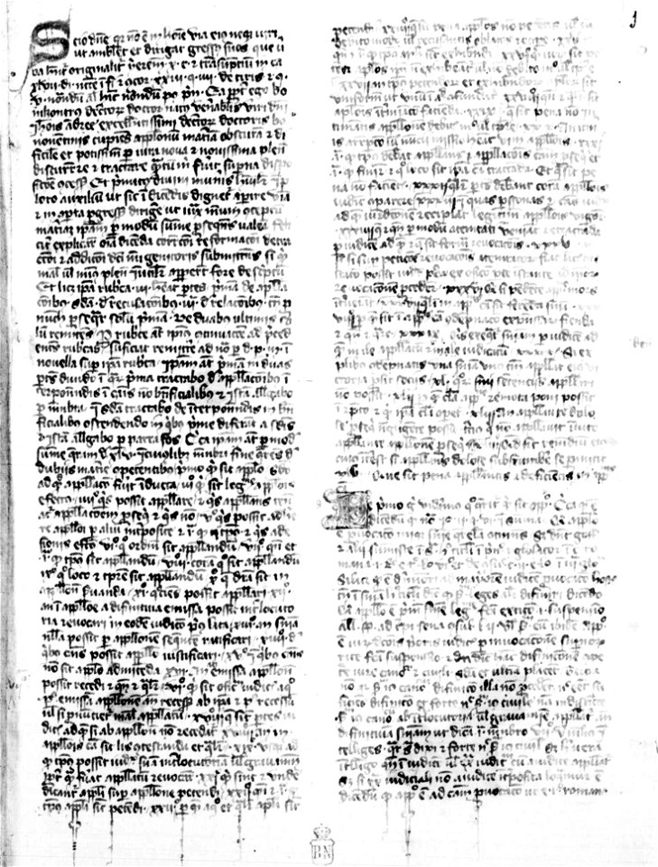Bonincontro di Giovanni d'Andrea – Tractatus de appellationibus, XIV secolo – BEIC 10340409