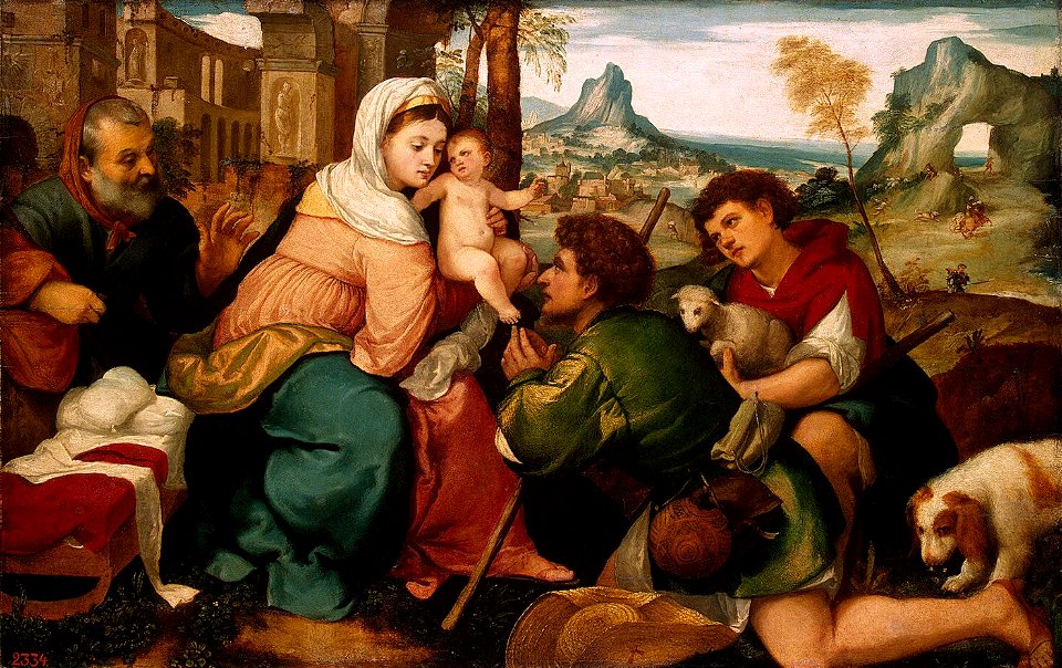 Bonifazio Veronese Adoración de los Pastores 1523-25 Hermitage
