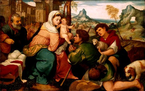 Bonifazio Veronese Adoración de los Pastores 1523-25 Hermitage