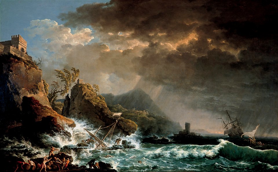 Carlo Bonavia - Shipwreck in a Rocky Inlet - Google Art Project