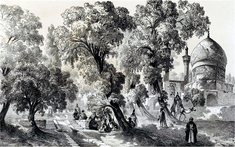 Char Bagh Isfahan and Mosque Shah Sultan Hussein by Eugène Flandin