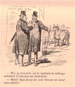 CHAM - Le Monde illustré - 15 février 1879 - Boeuf Gras - Copie. Free illustration for personal and commercial use.