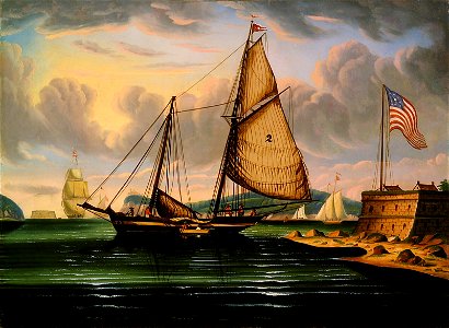Thomas Chambers - New York Harbor with Pilot Boat ‚George Washington‘