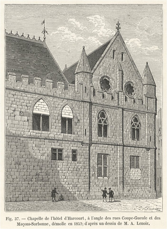 Chapelle de l'Hôtel d'Harcourt, à l'angle des rues Coupe-Gueule et des Maçons-Sorbonne