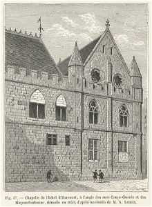 Chapelle de l'Hôtel d'Harcourt, à l'angle des rues Coupe-Gueule et des Maçons-Sorbonne