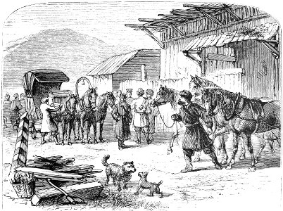CHANGING HORSES AT A SIBERIAN STATION