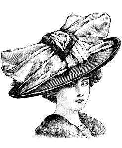 Chapeau tendu orné d'un grand nœud de taffetas, 1911. Free illustration for personal and commercial use.