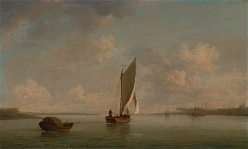 Charles Brooking - A Smack Under Sail in a Light Breeze in a River - Google Art Project