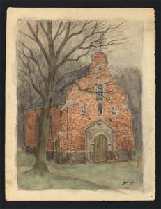 Chapelle forestière aux briques rouges drawing by Jean-François Taelemans, R-2009-26365, Prints Department, Royal Library of Belgium