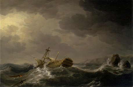 Charles Brooking - Ship wrecked on a rocky coast - Google Art Project
