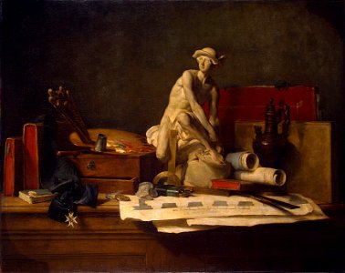 Chardin, Jean-Baptiste Siméon - Still Life with Attributes of the Arts - 1766. Free illustration for personal and commercial use.