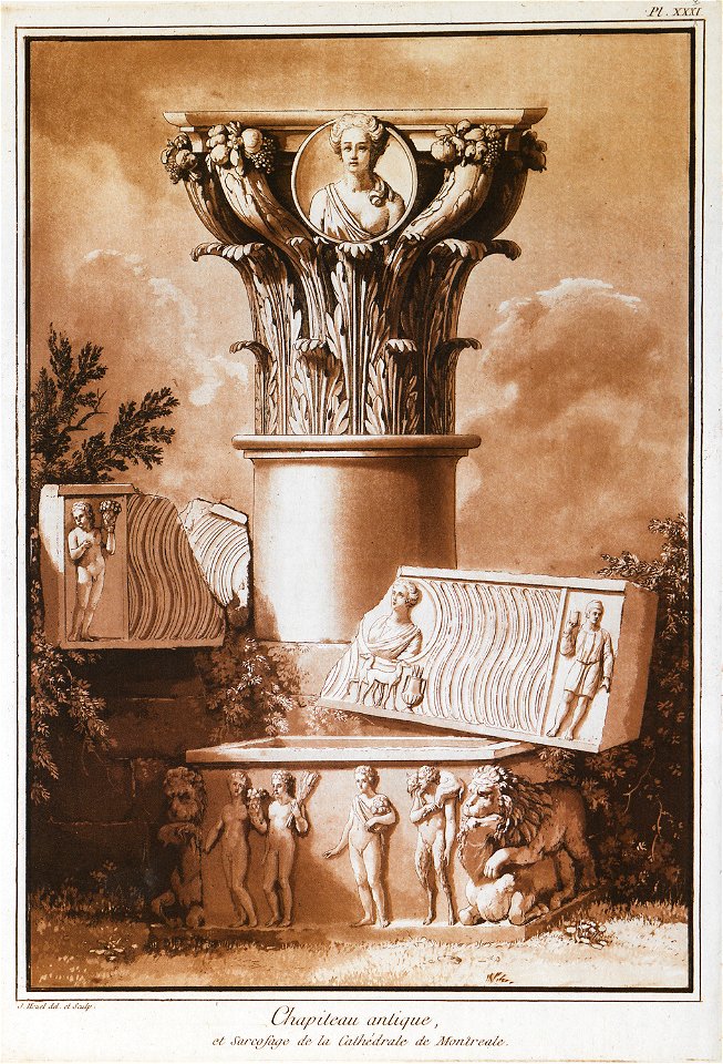 Chapiteau antique, et sarcofage de la cathédrale de Montreale - Houel Jean - 1782