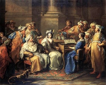 Charles André van Loo - The Grand Turk Giving a Concert to his Mistress - WGA13428