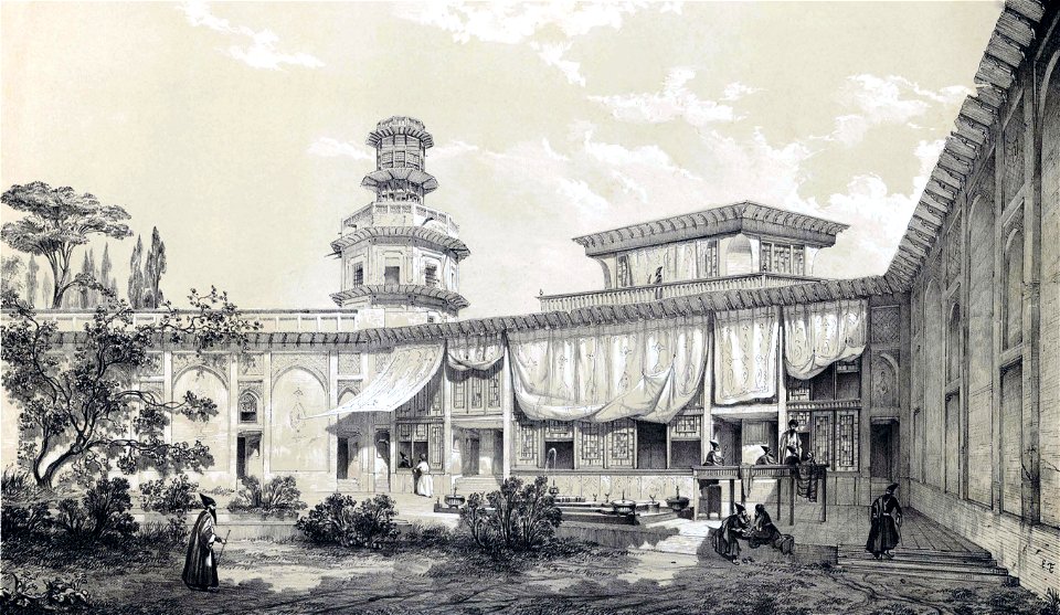Char Bagh Palace by Eugène Flandin