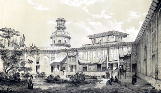 Char Bagh Palace by Eugène Flandin