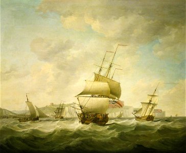 Charles Brooking (1723-1759) - A Merchantman and a Royal Yacht Beating to Windward off Dover - BHC1023 - Royal Museums Greenwich