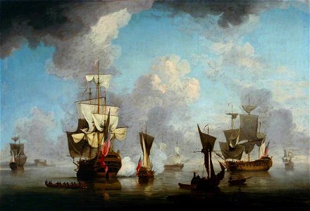 Charles Brooking (1723-1759) - A British Man of War Firing a Salute - T00115 - Tate