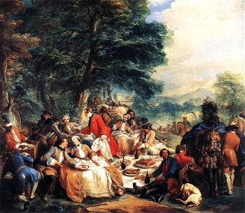 Charles André van Loo - Halt During the Hunt - WGA13429