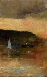 Charles Conder - Sunset, Sydney Harbour - Google Art Project. Free illustration for personal and commercial use.