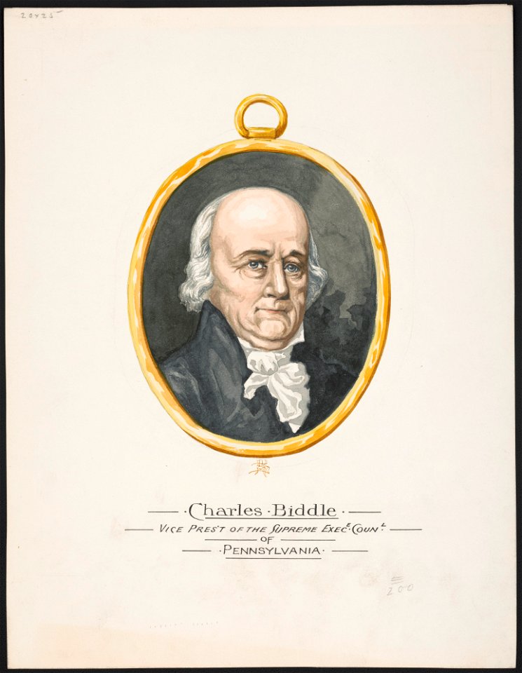Charles Biddle. Vice Pres't of the Supreme Exece. Counl. of Pennsylvania - DMS (monogram). LCCN2016649133