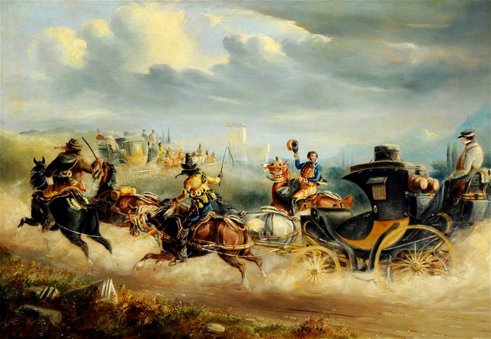 Charles Cooper Henderson (1803-1877) - Coaches Attacked by Brigands on a Spanish Road - 290247 - National Trust