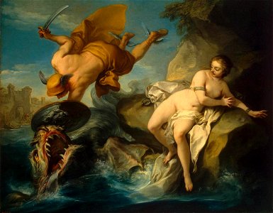 Charles André van Loo - Perseus and Andromeda - WGA13431. Free illustration for personal and commercial use.