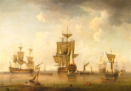 Charles Brooking (attributed ) - Men of War in Harbour - Google Art Project