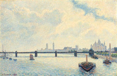 Charing Cross Bridge, London (Camille Pissarro). Free illustration for personal and commercial use.