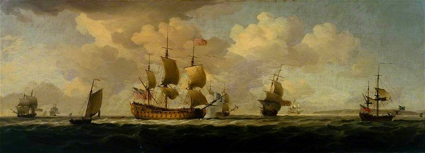 Charles Brooking (1723-1759) - A Flagship before the Wind with other Vessels - N04003 - National Gallery