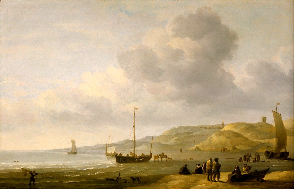 Charles Brooking - A Beach Scene near Scheveningen
