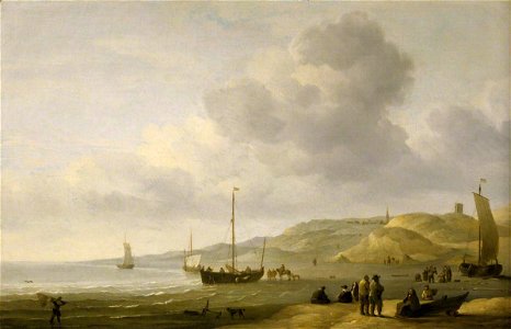 Charles Brooking (1723-1759) - A Beach Scene near Scheveningen - BHC1034 - Royal Museums Greenwich