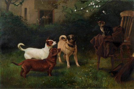 Charles Burton Barber (1845-94) - Cat and Dogs belonging to Queen Victoria - RCIN 403567 - Royal Collection
