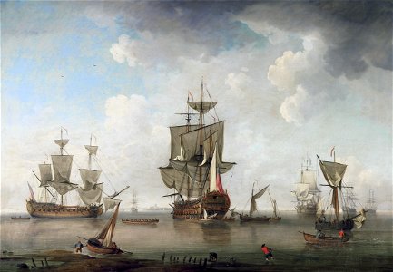 Charles Brooking (attributed ) - Men of War in Harbour - Google Art ProjectFXD