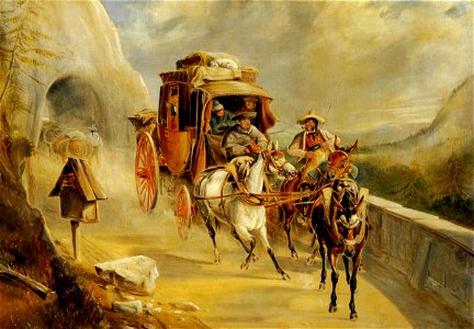 Charles Cooper Henderson (1803-1877) - A Coach Scene on a Mountain Road - 290248 - National Trust