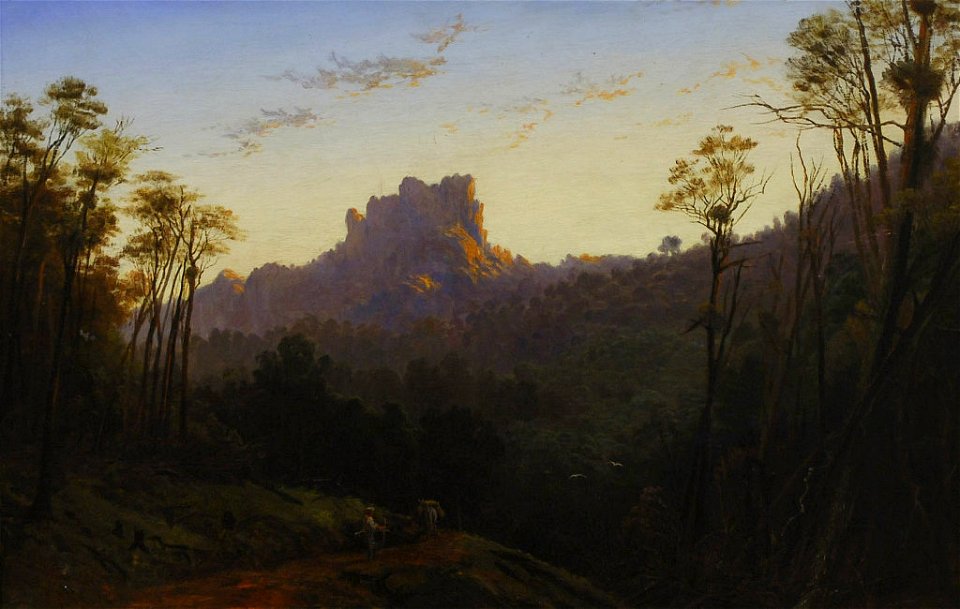 Charles Blomfield - Castle Rock, Coromandel, sunrise, from the Mercury Bay track - 1889-2 - Auckland Art Gallery