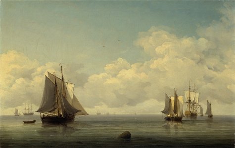 Charles Brooking - Fishing Boats in a Calm Sea - Google Art Project. Free illustration for personal and commercial use.