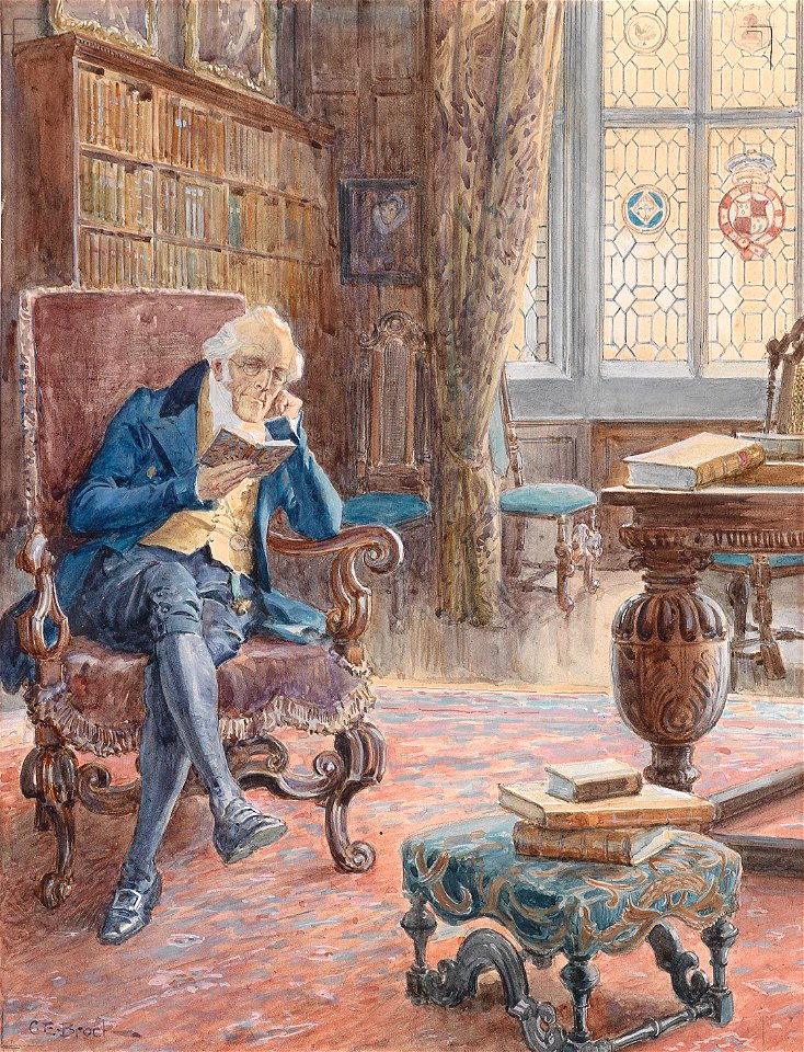 Charles Edward Brock Bibliothek mit Lesendem