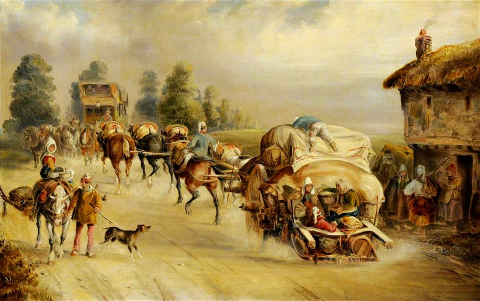 Charles Cooper Henderson (1803-1877) - Laden Horse-Drawn Wagons on the Road - 290246 - National Trust