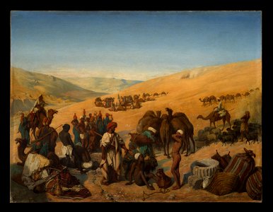 Charles de Coubertin - Halt of Caravans at the Wells of Saba (Beersheba) in the Desert South of Hebron - 2017.202.7 - Metropolitan Museum of Art