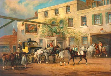 Charles Cooper Henderson (1803-1877) - Changing Horses to a Post-Chaise outside the 'George' Posting-house - T02360 - Tate