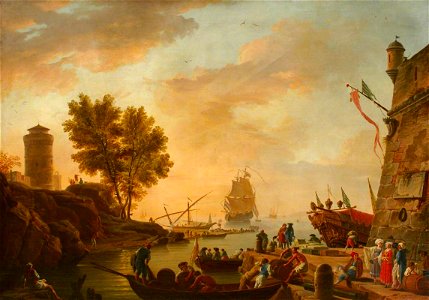 Charles François Lacroix (c.1700-1782) - Harbour Scene – Evening (after Claude-Joseph Vernet ) - 138297.2 - National Trust