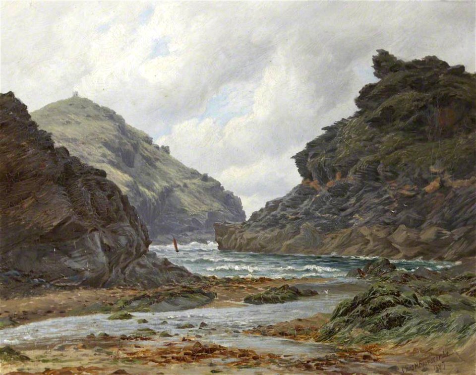 Charles Henry Branscombe (1858-1924) - Boscastle Harbour at Low Tide - 885001 - National Trust