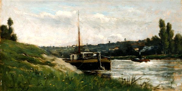 Charles François Daubigny - Barge on a River - 40.547 - Museum of Fine Arts