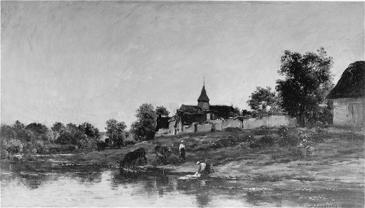 Charles François Daubigny - On the Bank of the Seine at Portejoie - 1979.1281 - Art Institute of Chicago