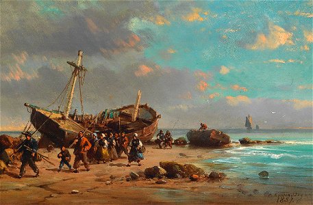 Charles Euphrasie Kuwasseg Fischer am Strand 1857