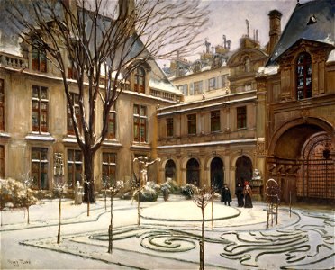 Charles Henry Tenré - Le jardin du musée Carnavalet , effet de neige - P574 - Musée Carnavalet