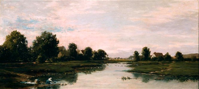 Charles François Daubigny - Woman Washing Clothes at the Edge of a River - 20.1864 - Museum of Fine Arts