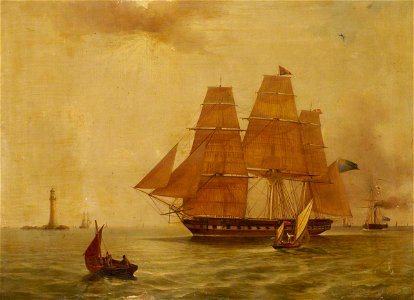 Charles Henry Seaforth (1801-1872) - HMS 'Forte' Passing the Eddystone Lighthouse - BHC3737 - Royal Museums Greenwich